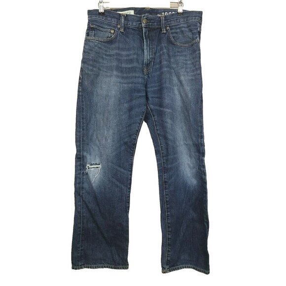 GAP Other - Gap Mens Relaxed Jeans Size 33X32 Dark Blue Denim Straight Leg Distressed Grunge